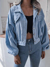 Lantern Sleeve Cropped Corduroy Jacket Ins Street